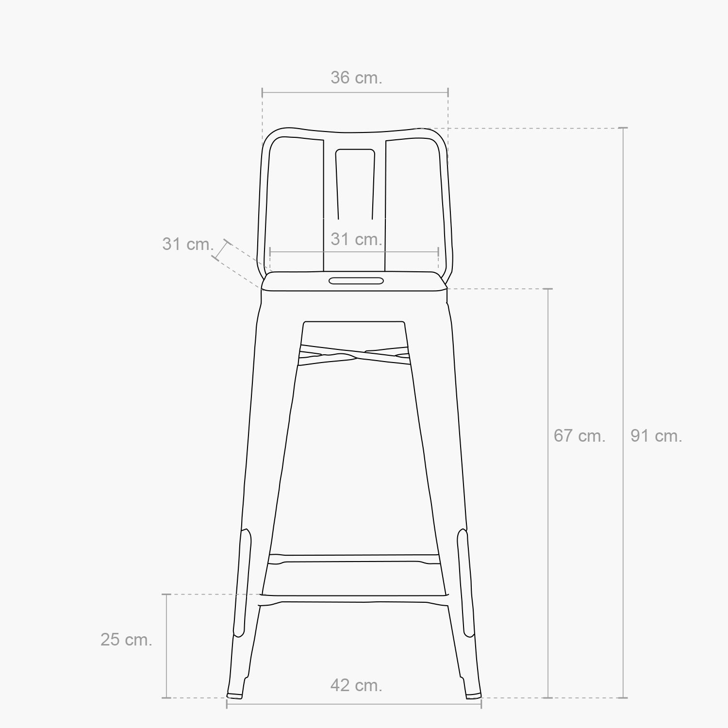 Taburete Medio 67 Tolix c/resp Metal - Form Design