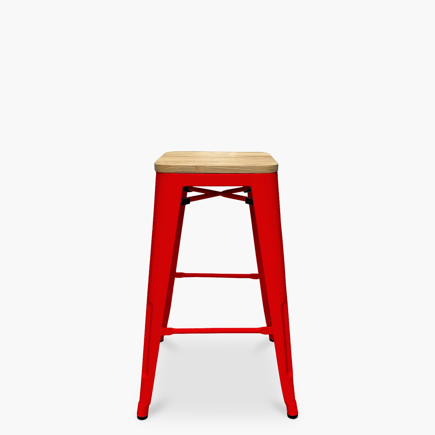 Taburete medio 66 Tolix Madera Rojo - Form Design