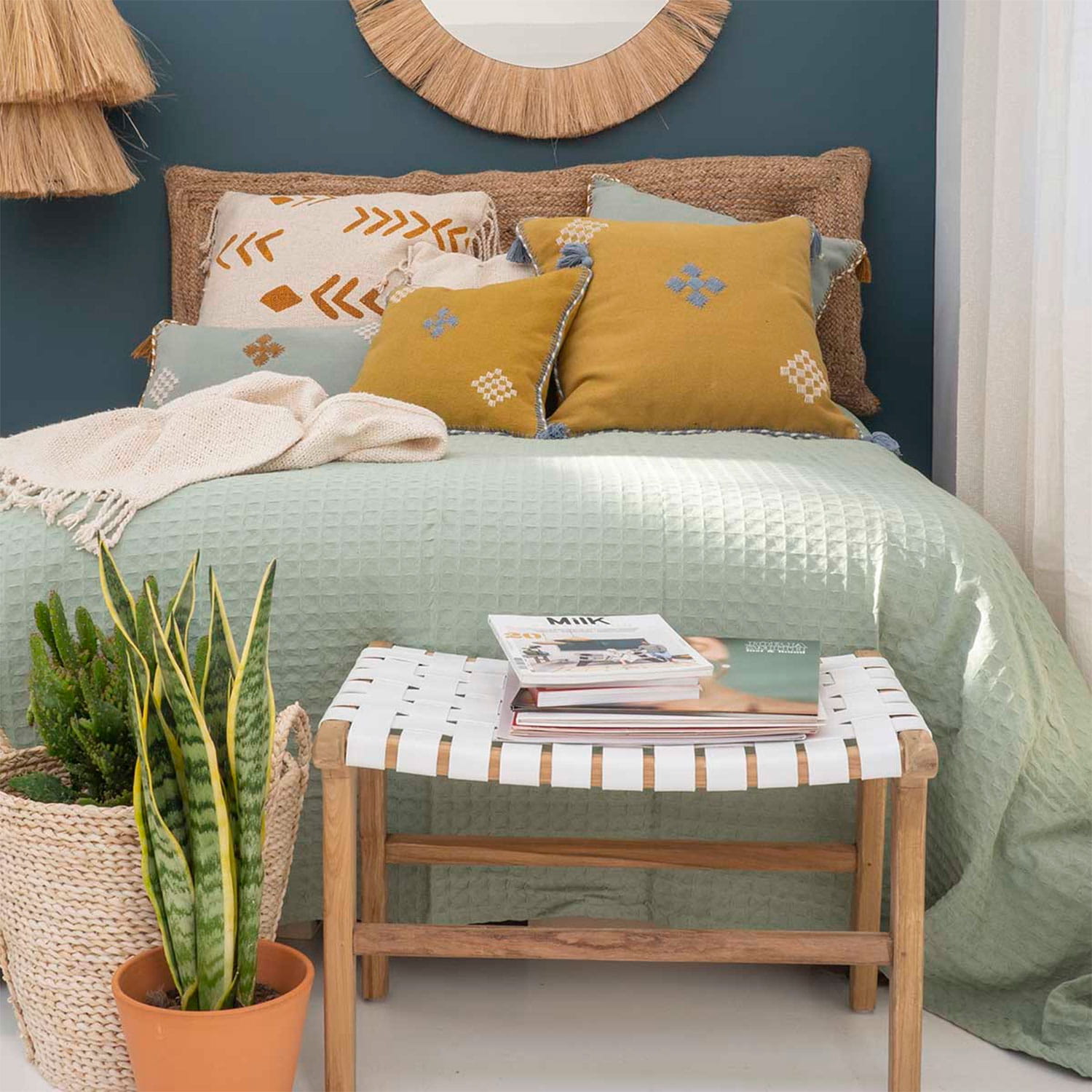 Cubrecama Panal 2 Plazas Verde