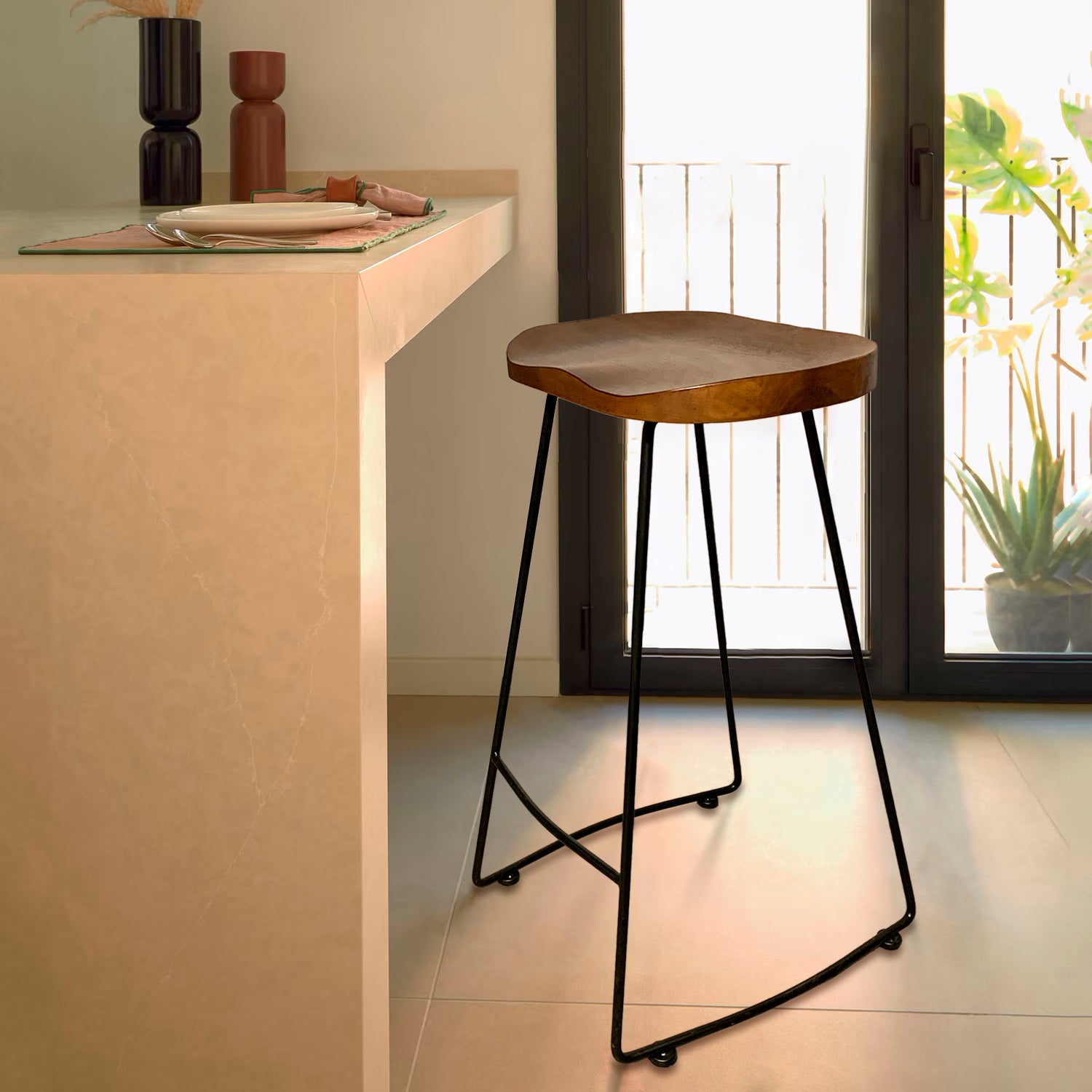 Taburete Medio 66 Madera City Chocolate - Form Design