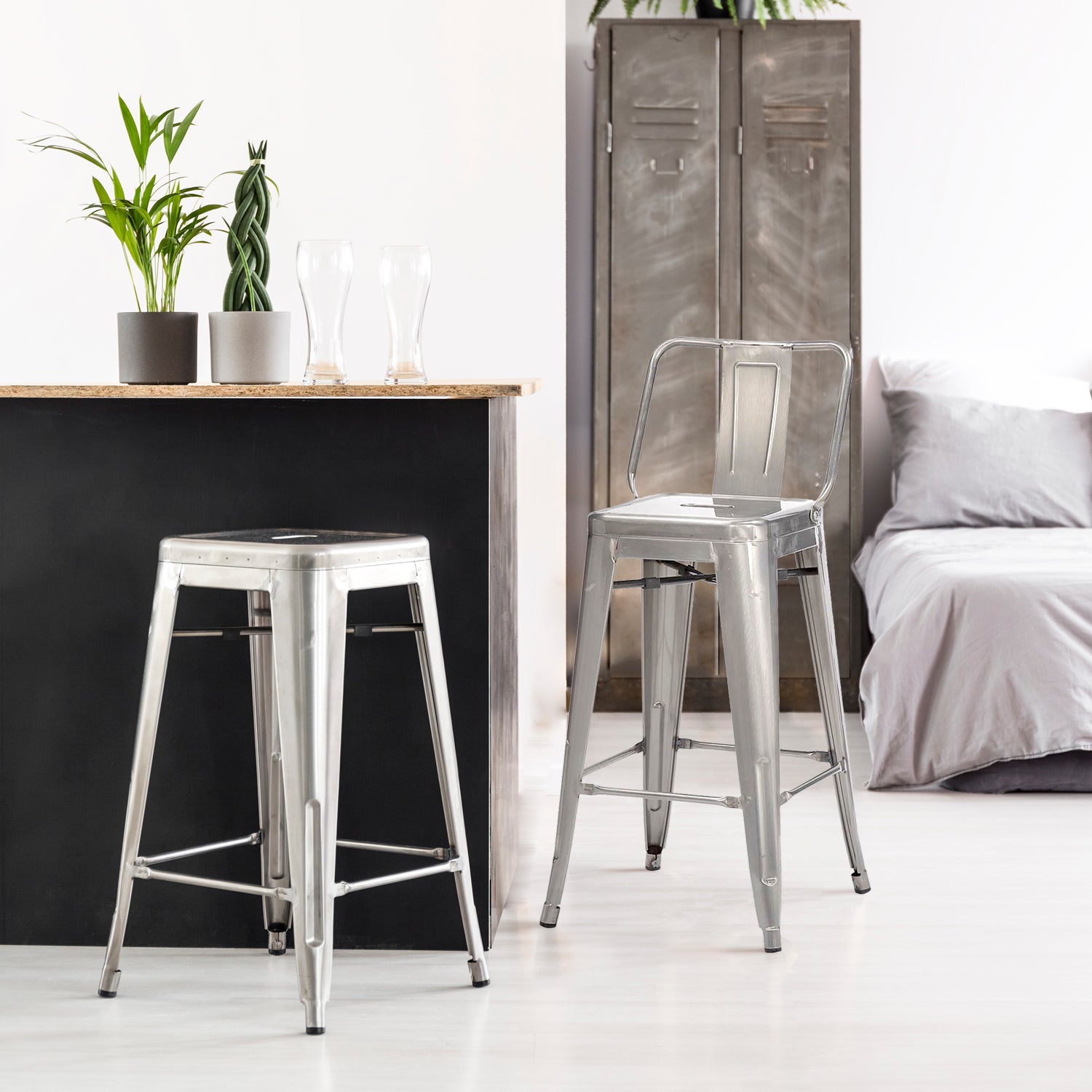 Taburete Medio 67 Tolix c/resp Metal - Form Design