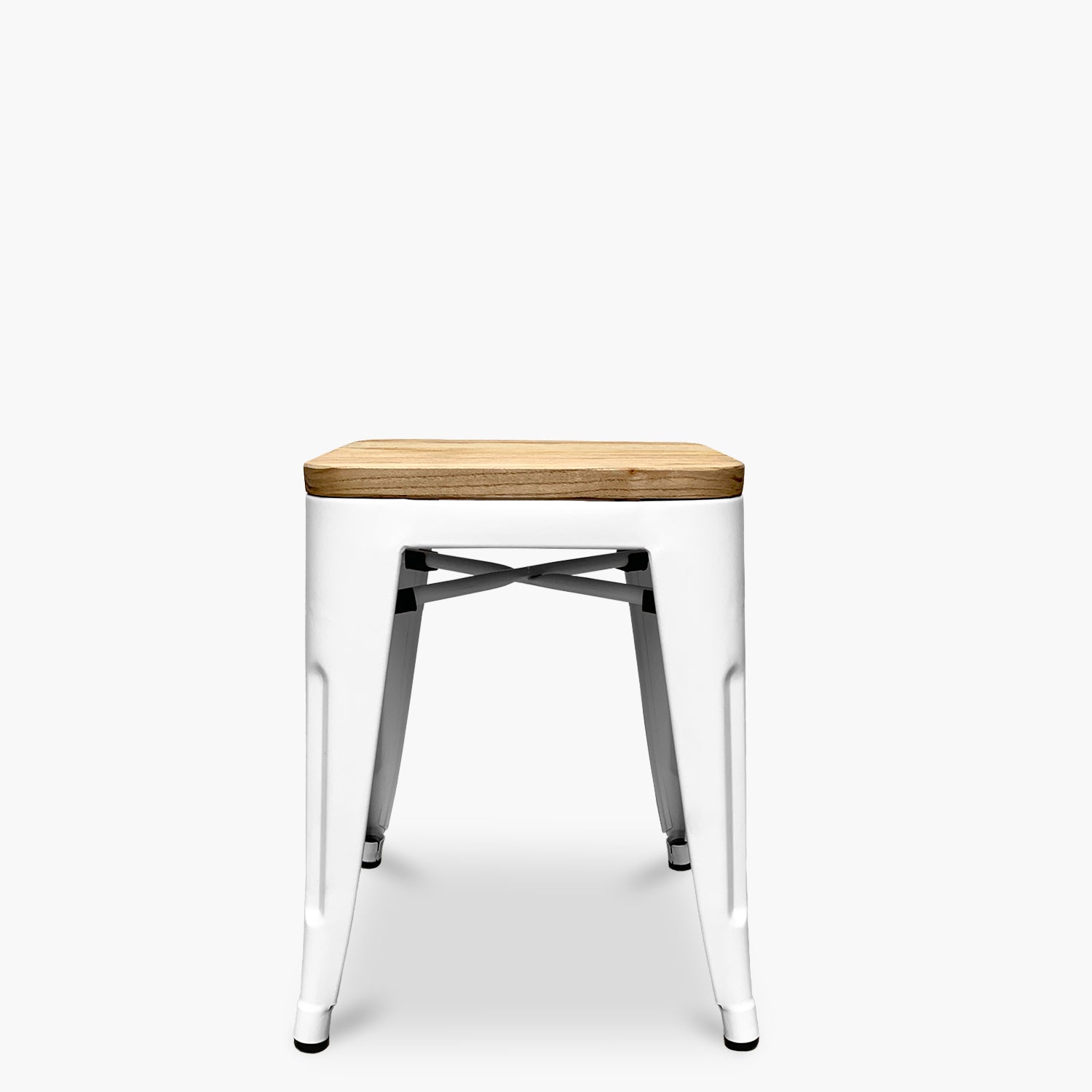Piso Tolix Asiento Madera Blanco - Form Design