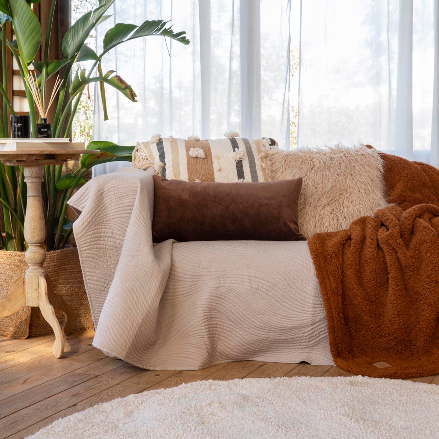 Cubrecama Makala 240x260 Lino (cama 2 plazas o Queen)