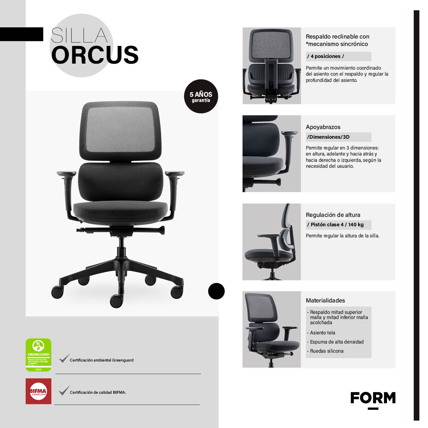 Silla Oficina Orcus Negro - Form Design