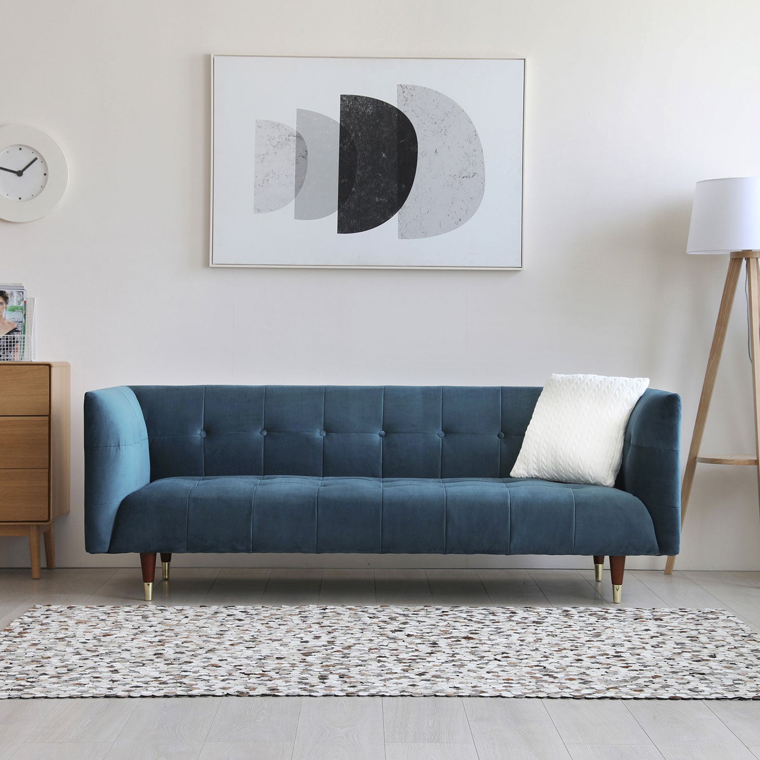 Sofá Ponti 3C velvet azul - Form Design