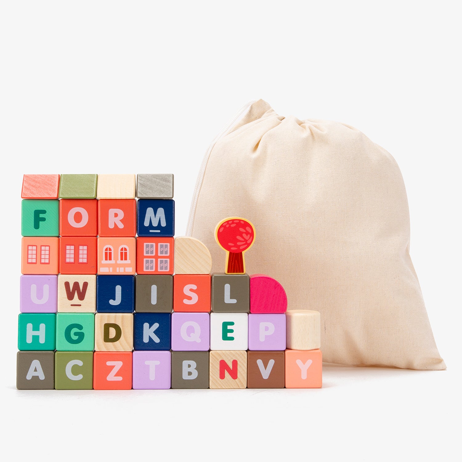 Bloques de Construcción Infantil de Madera Santiago Multicolor - Form Design