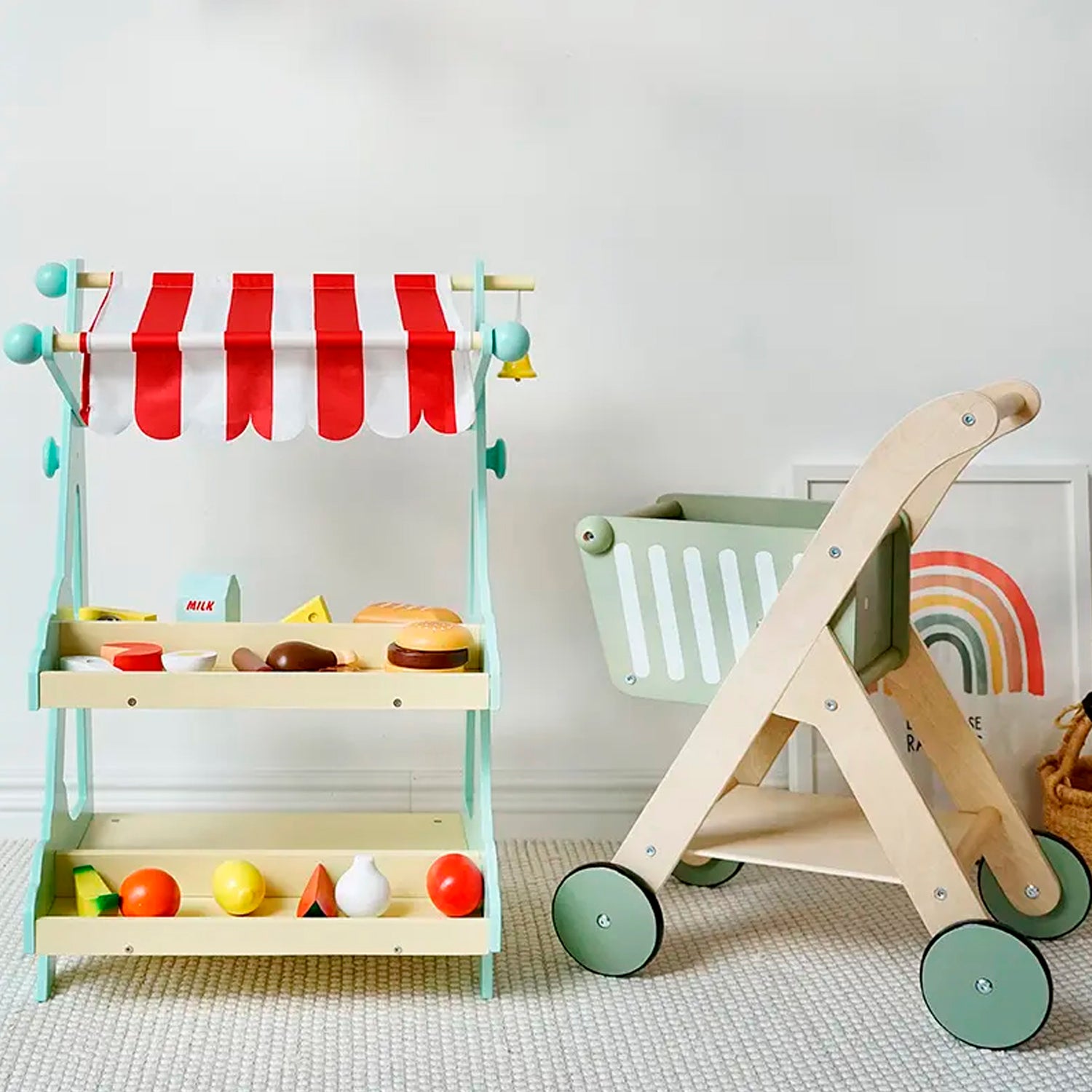 Carro de Supermercado Infantil de Madera Nina Verde - Form Design