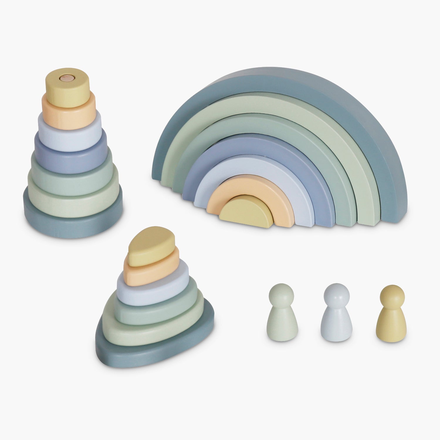 Figuras Apilables Infantil de Madera Celeste