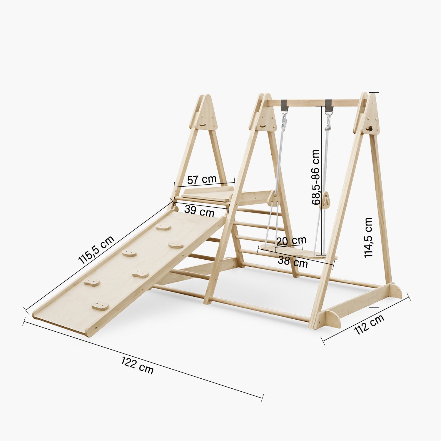 Set Triángulo Pikler Columpio Infantil Fede Natural