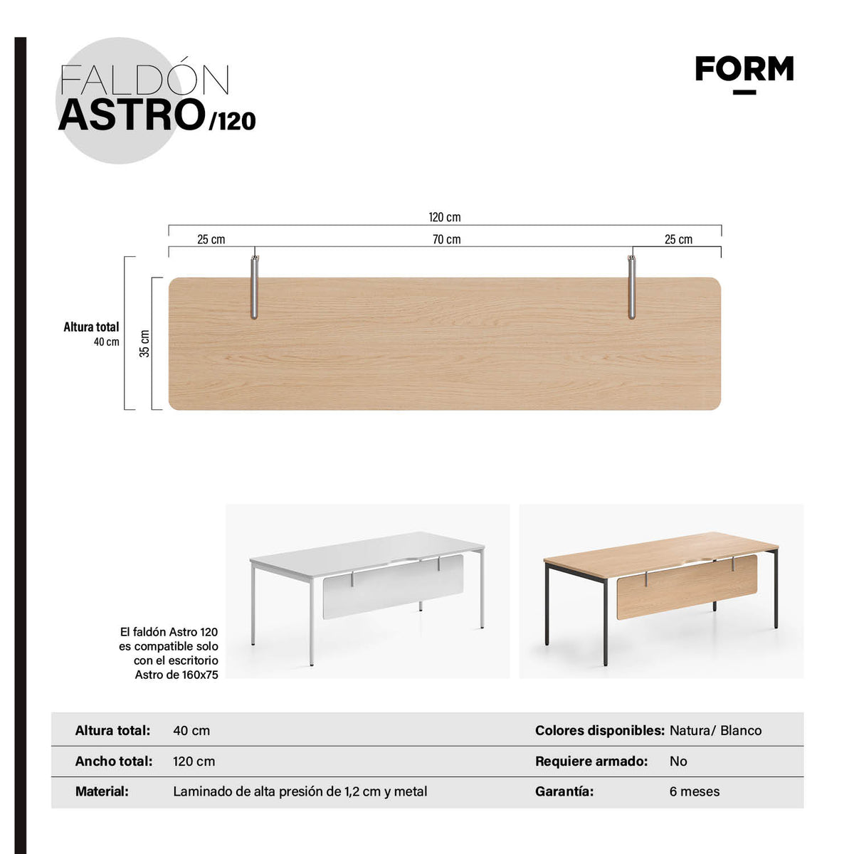 Faldón Astro 120 Blanco