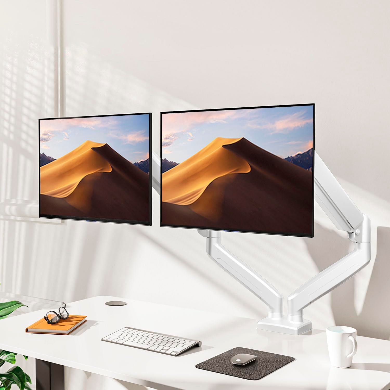 Soporte Monitor Escritorio Doble Blanco