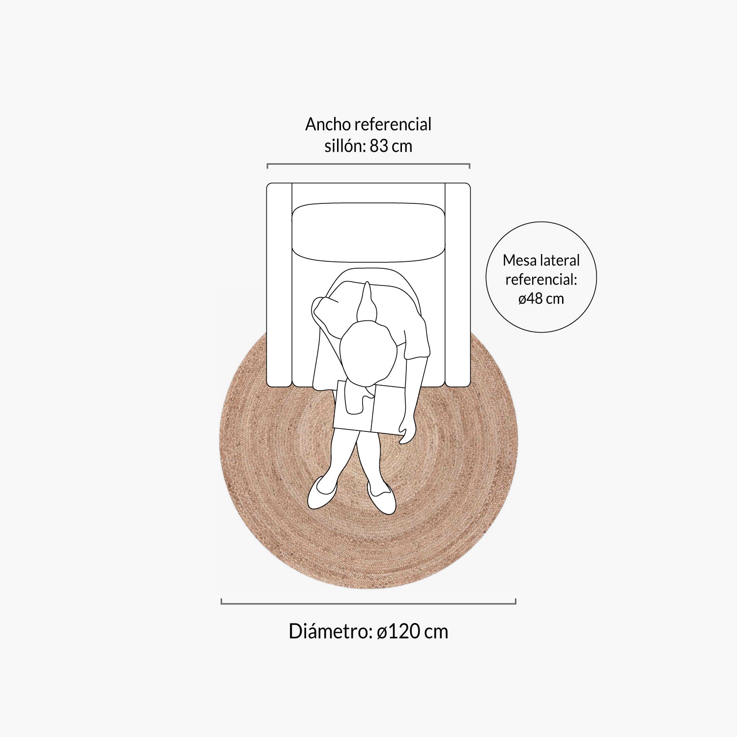 Alfombra Redonda Yute Gobi 120 Natural