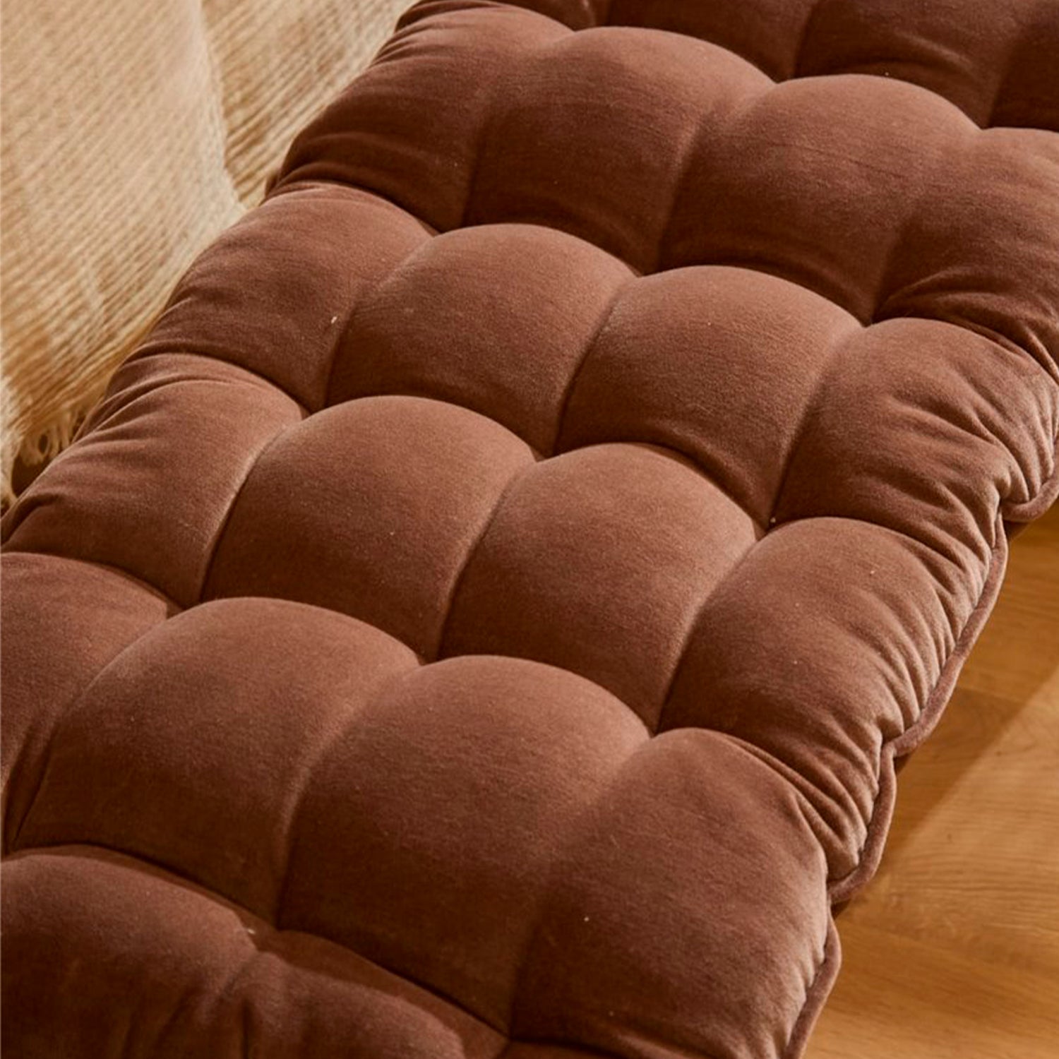 Cojín Velur 120x40x4 Café