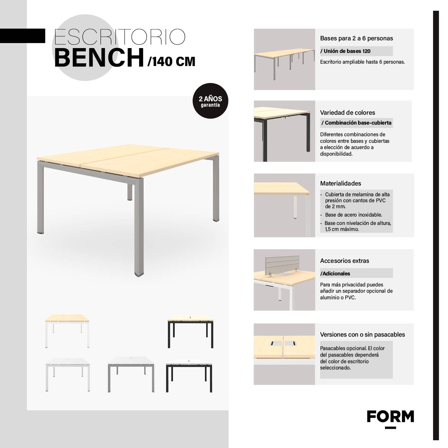 Escritorio Neo 140 Bench 2 pers