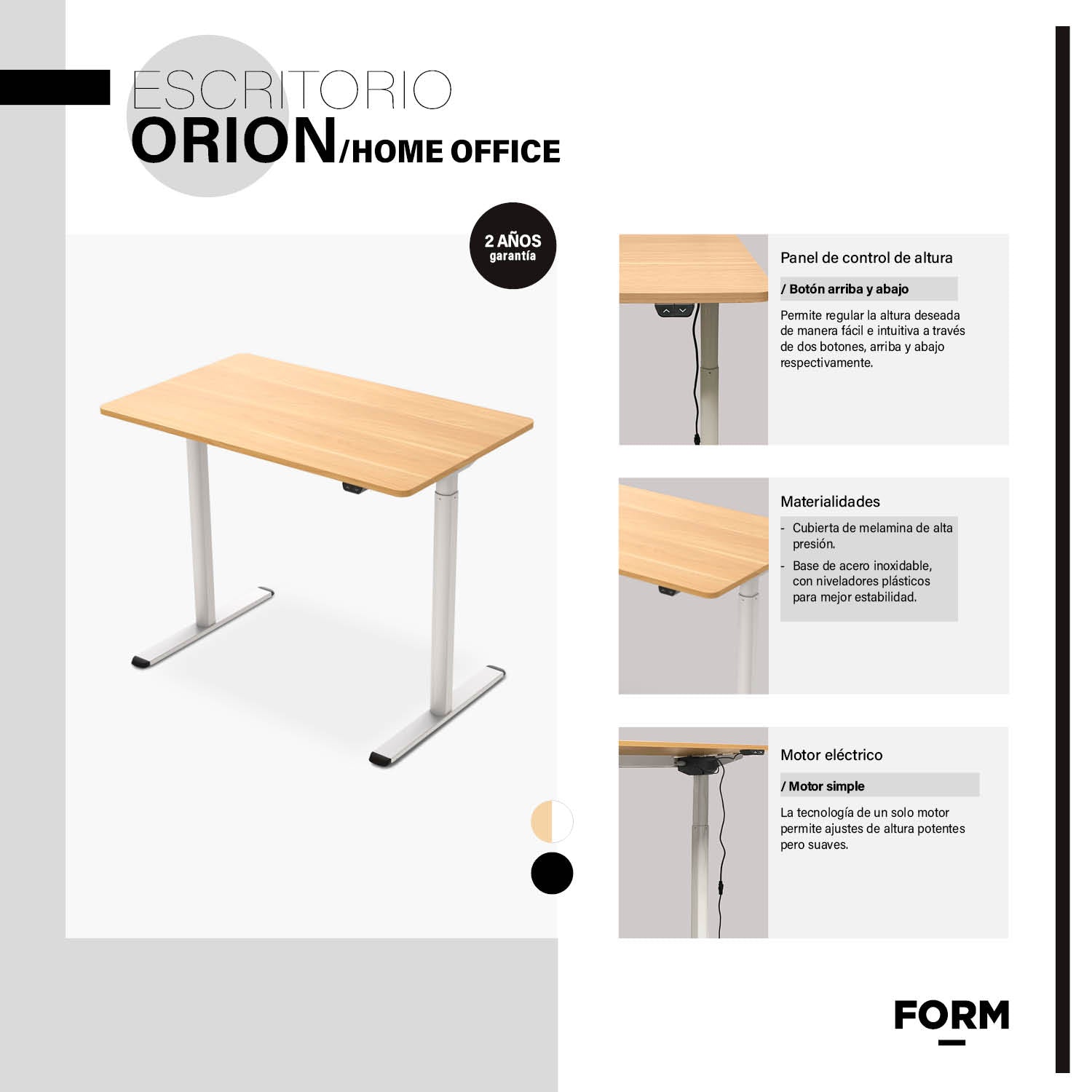Escritorio Home Office Orion Eléctrico Natural