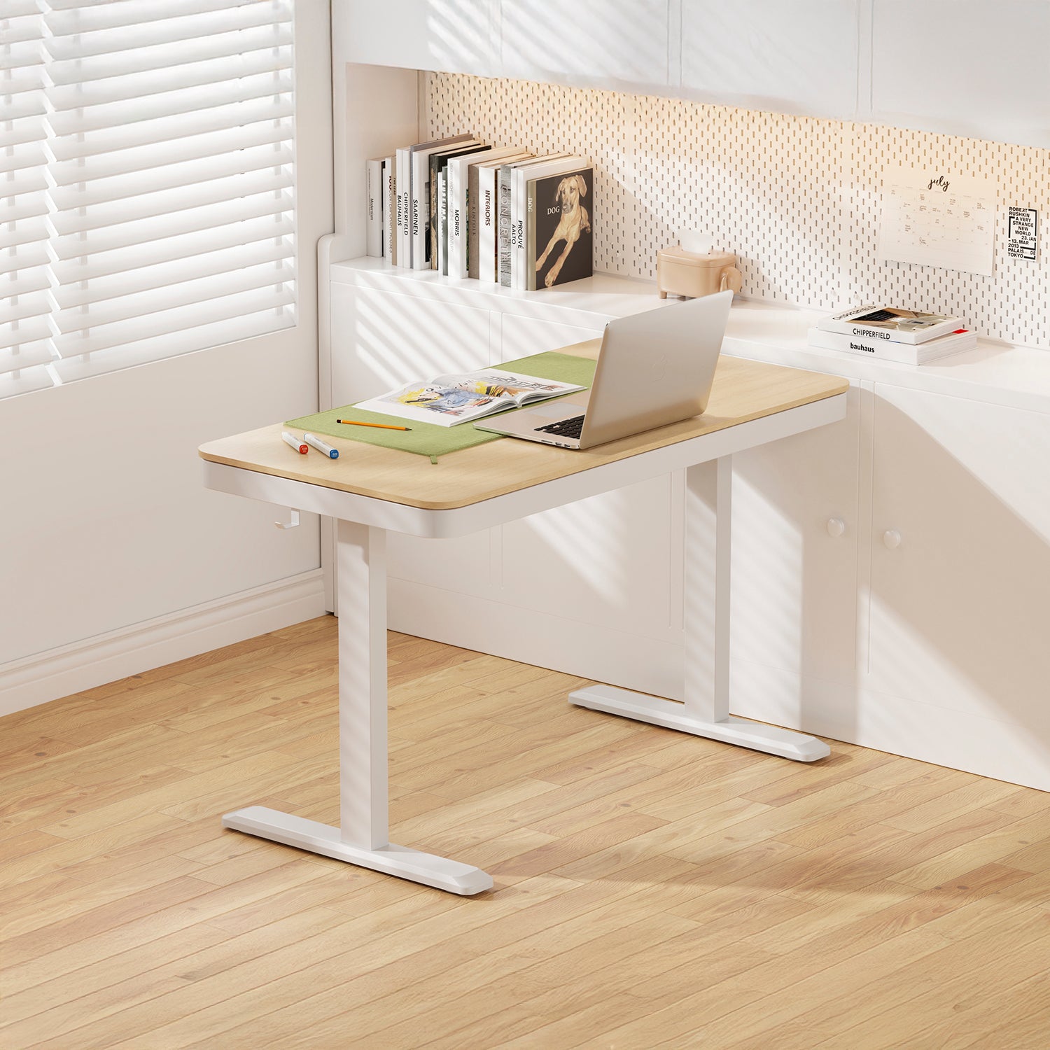 Escritorio Home Office Cosmo Eléctrico Pro Natura/Blanco 118x60