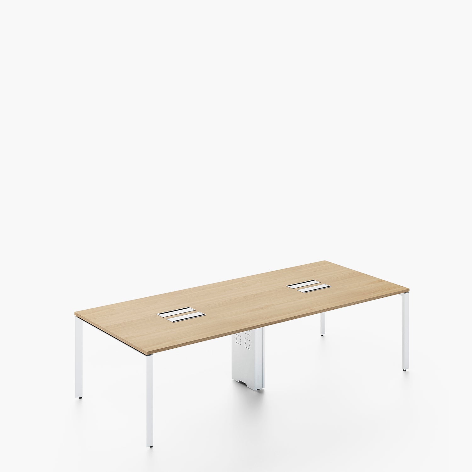 Escritorio Space con pasacables 120 Bench Natura/Blanco 4 pers