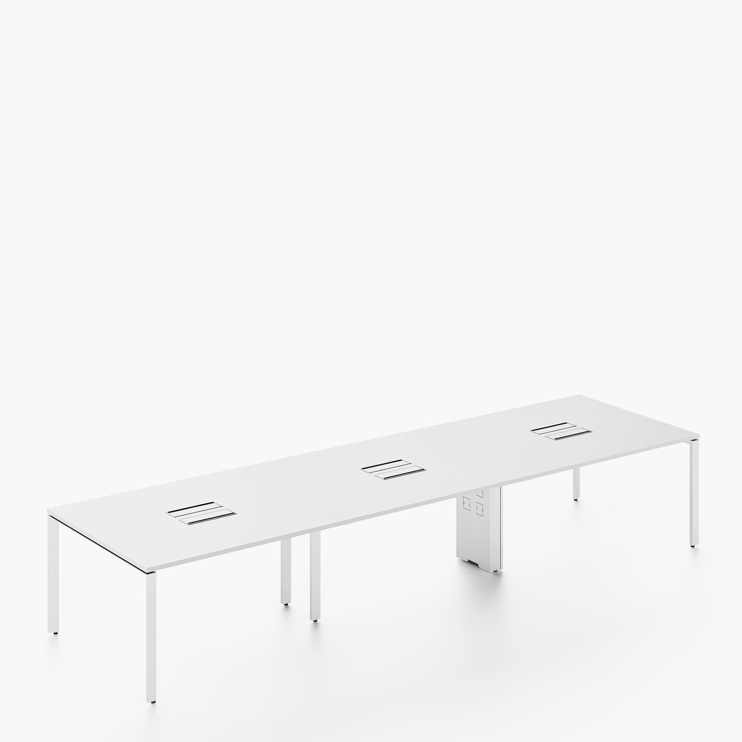 Escritorio Space con pasacables 120 Bench Blanco/Blanco 6 pers