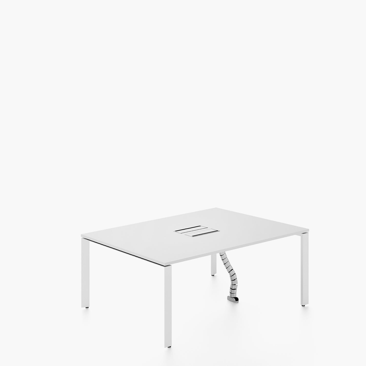 Escritorio Space con pasacables 140 Bench Blanco/Blanco 2 pers