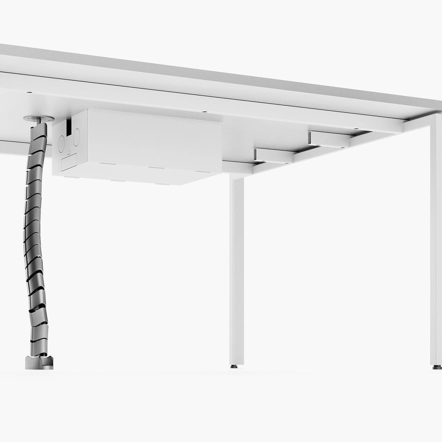 Escritorio Space con pasacables 140 Bench Blanco/Blanco 2 pers