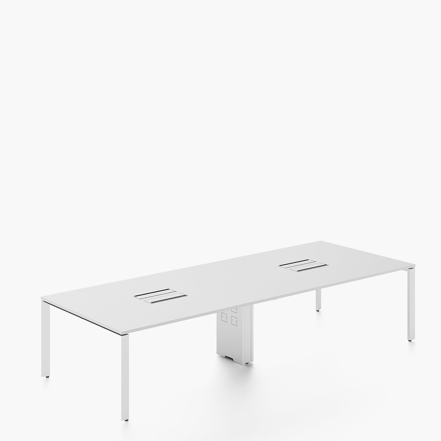 Escritorio Space con pasacables 140 Bench Blanco/Blanco 4 pers