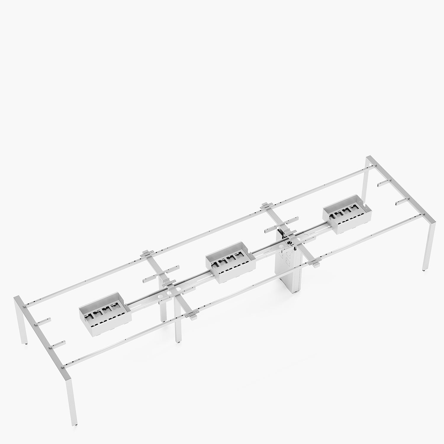 Escritorio Space con pasacables 140 Bench Natura/Blanco 6 pers
