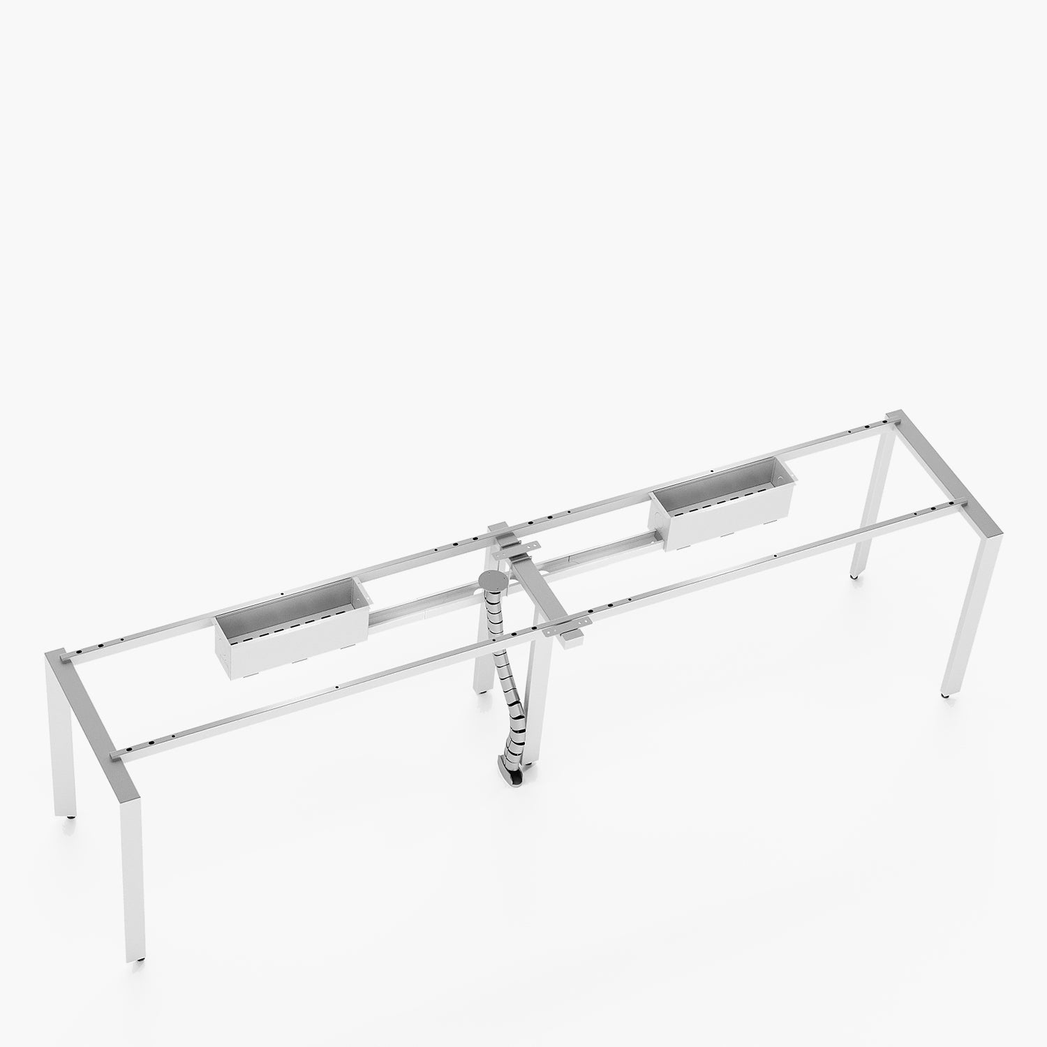 Escritorio Space con pasacables 120 Bench Lineal Natura/Blanco 2 pers