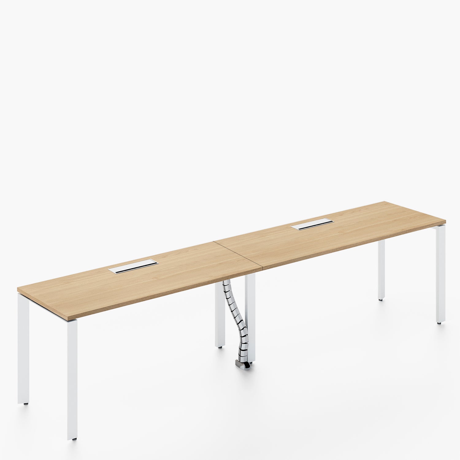 Escritorio Space con pasacables 140 Bench Lineal Natura/Blanco 2 pers