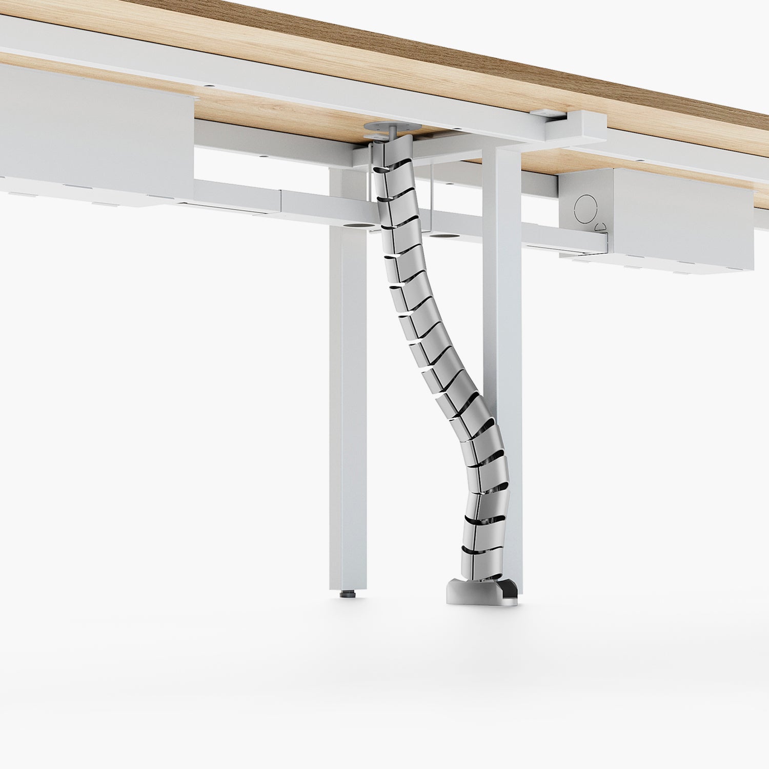 Escritorio Space con pasacables 140 Bench Lineal Natura/Blanco 2 pers