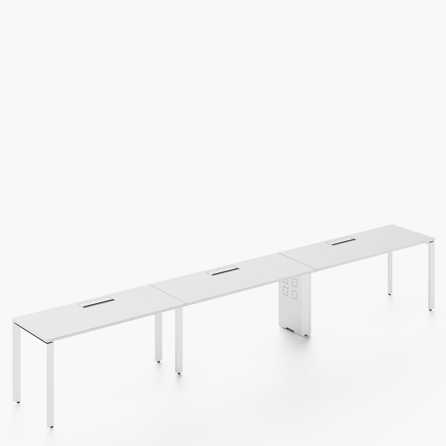 Escritorio Space con pasacables 140 Bench Lineal Blanco/Blanco 3 pers