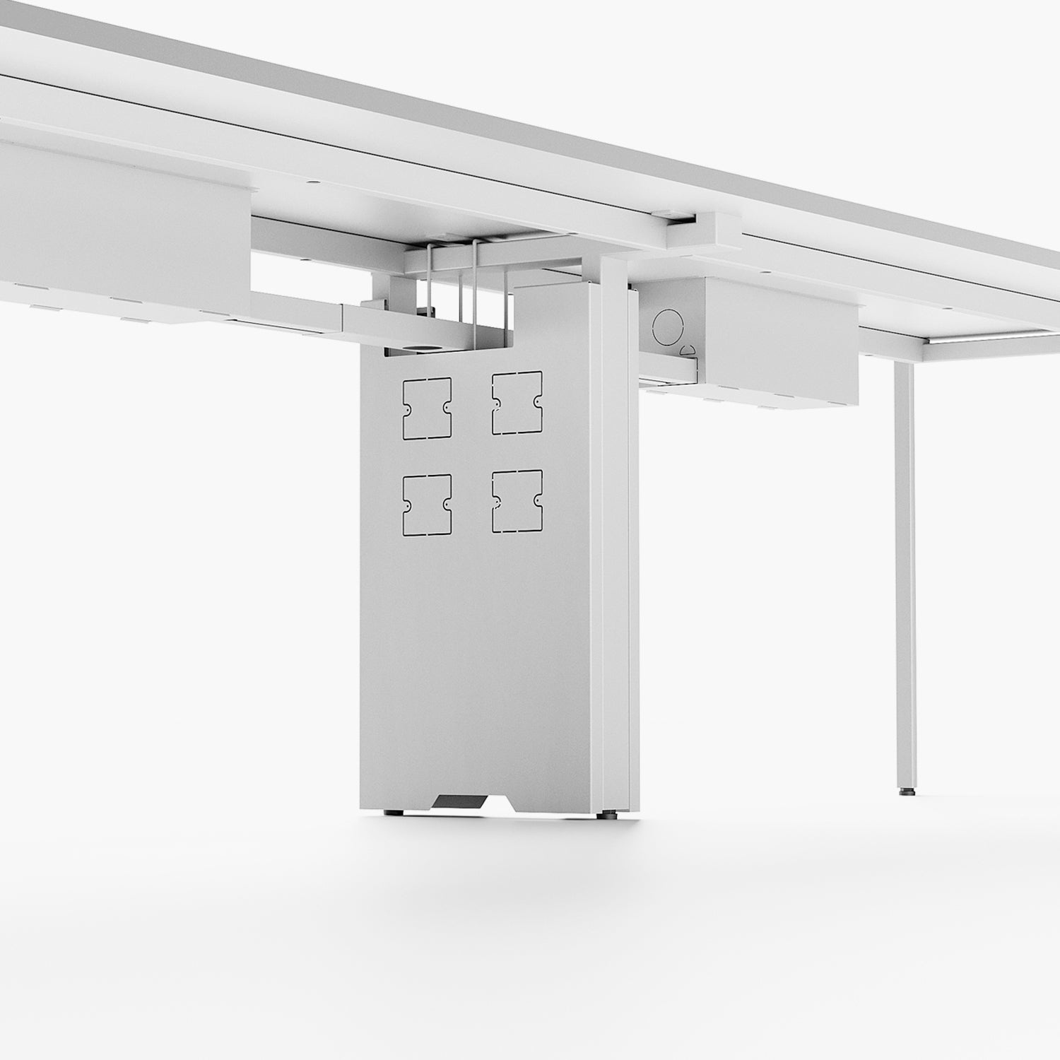 Escritorio Space con pasacables 140 Bench Lineal Blanco/Blanco 3 pers