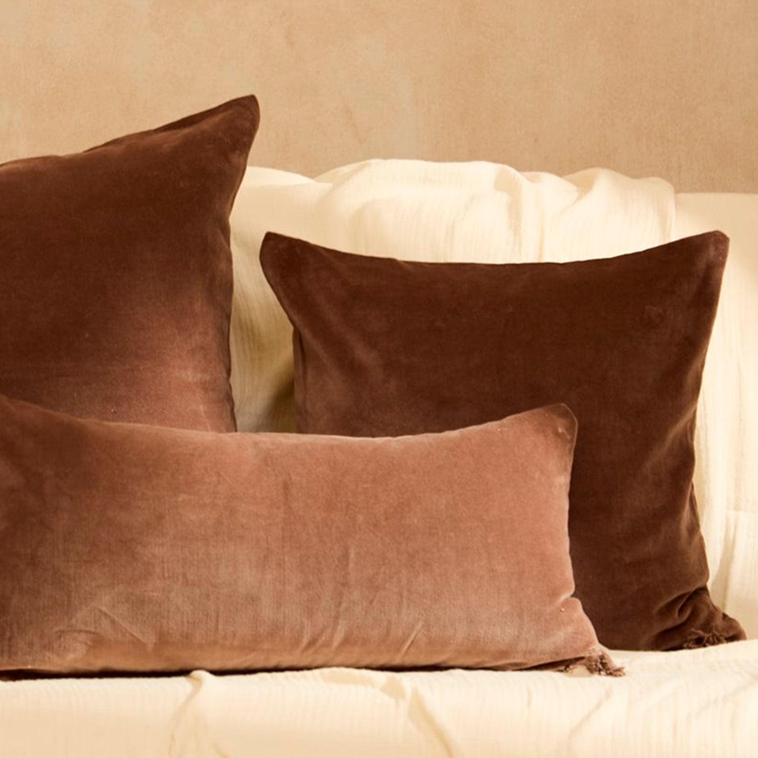 Funda Cojín Velur 30x60 Café