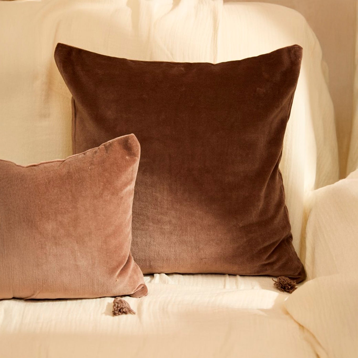 Funda Cojín Velur 45x45 Café