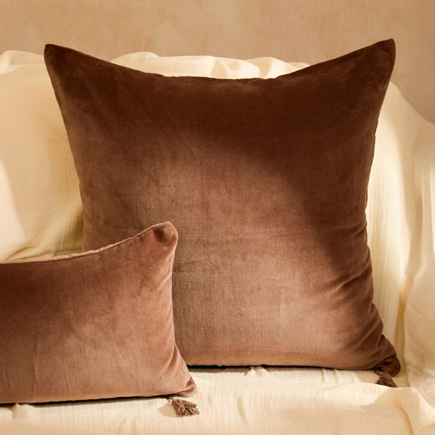 Funda Cojín Velur 60x60 Café