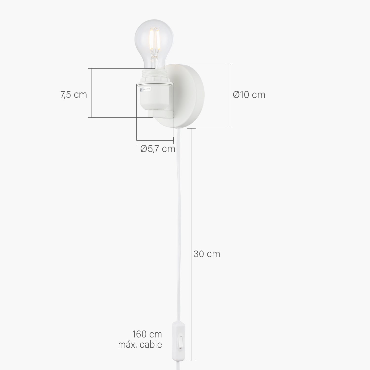 Lámpara de Pared Soquete Blanco