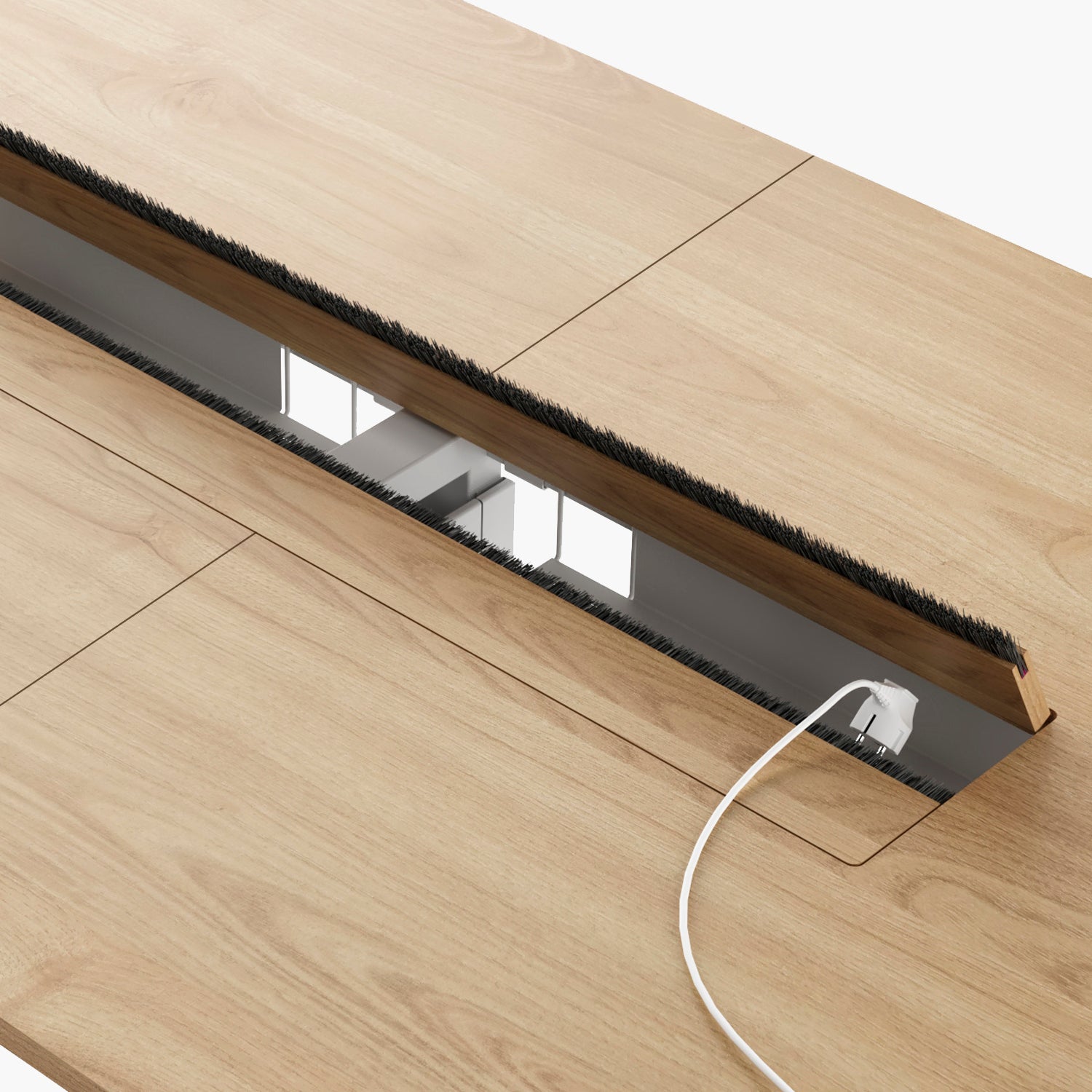Mesa de Reunión Space con pasacables 280x120 Natura/Blanco