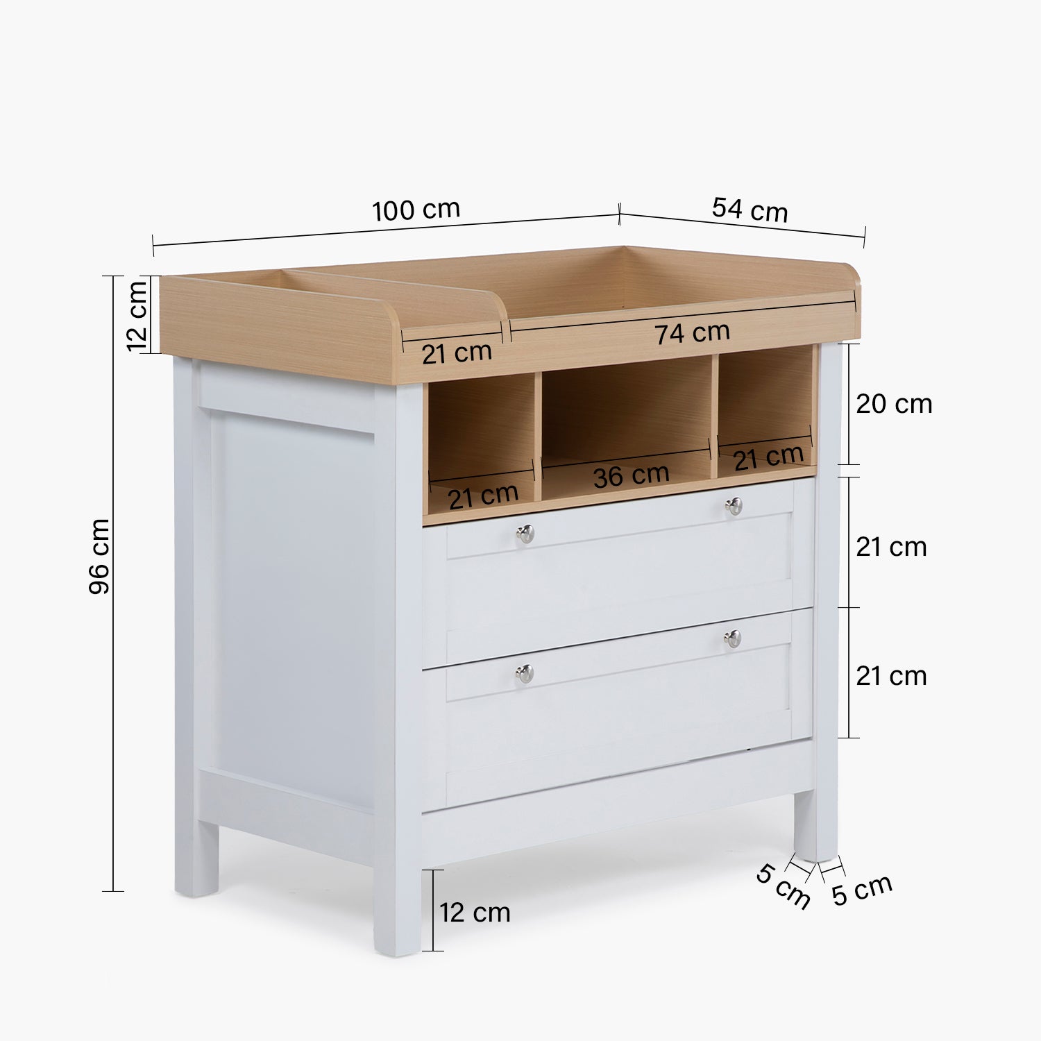 Cómoda Clara Mudador Natura/Blanco