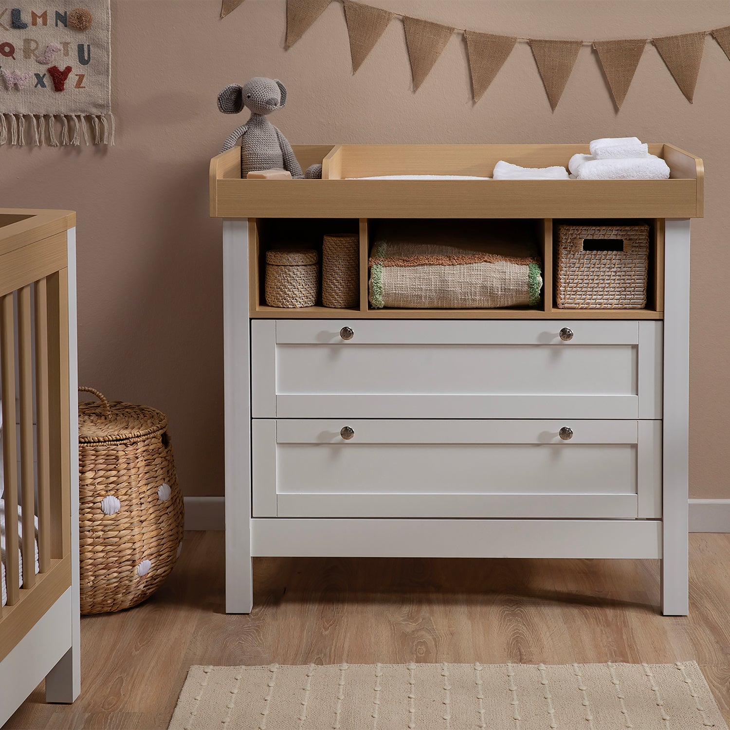 Cómoda Clara Mudador Natura/Blanco