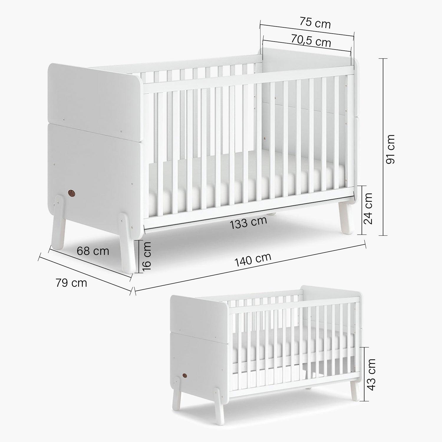 Cuna 3 en 1 Emma Blanco/Blanco