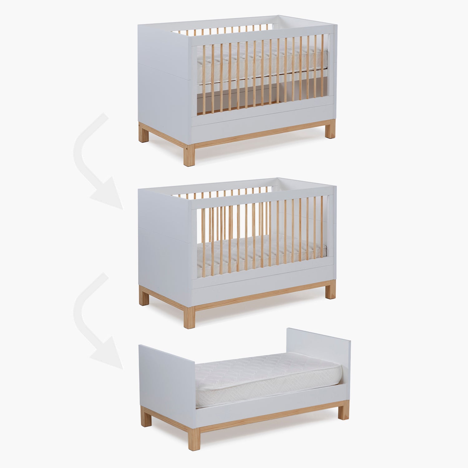 Cuna 3 en 1 Elena Natura/Blanco