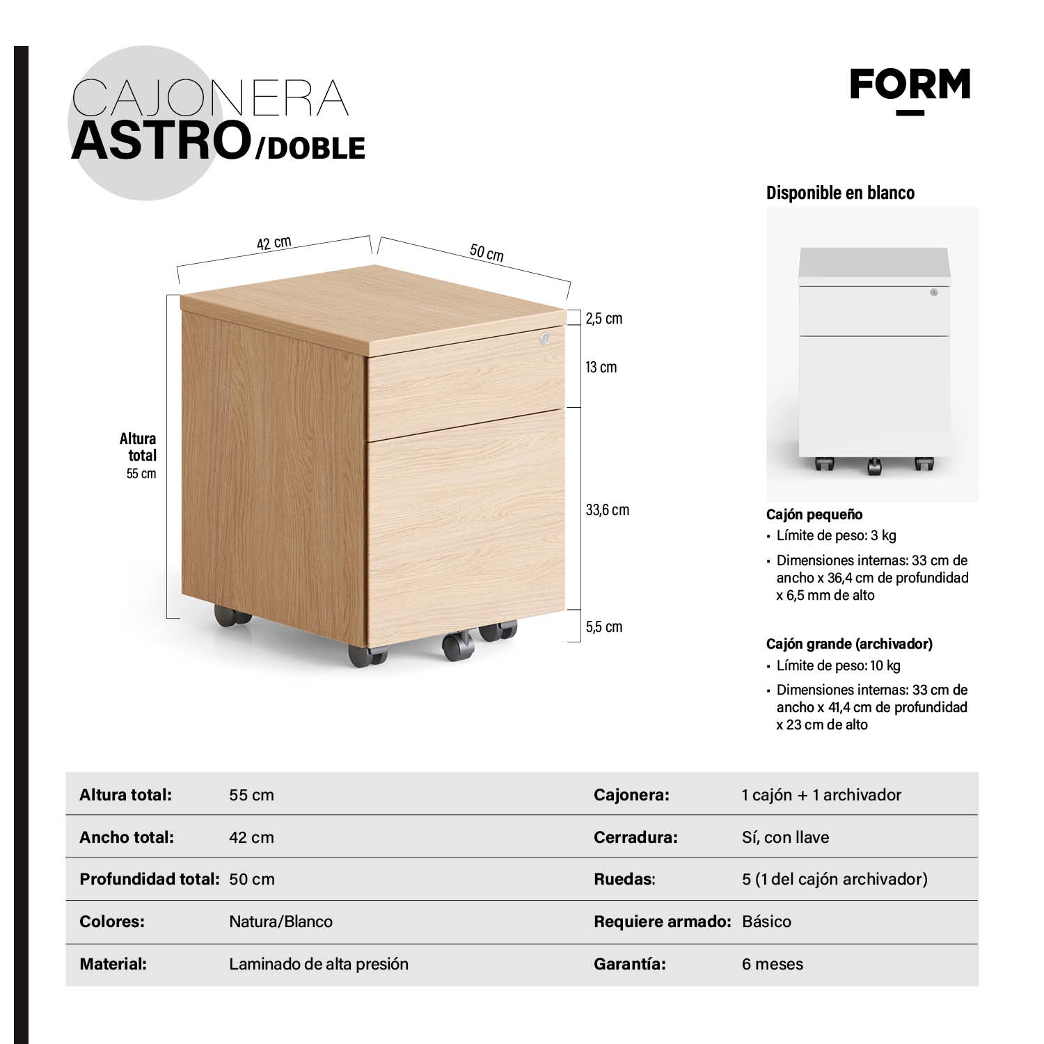 Cajonera Astro Doble Natura