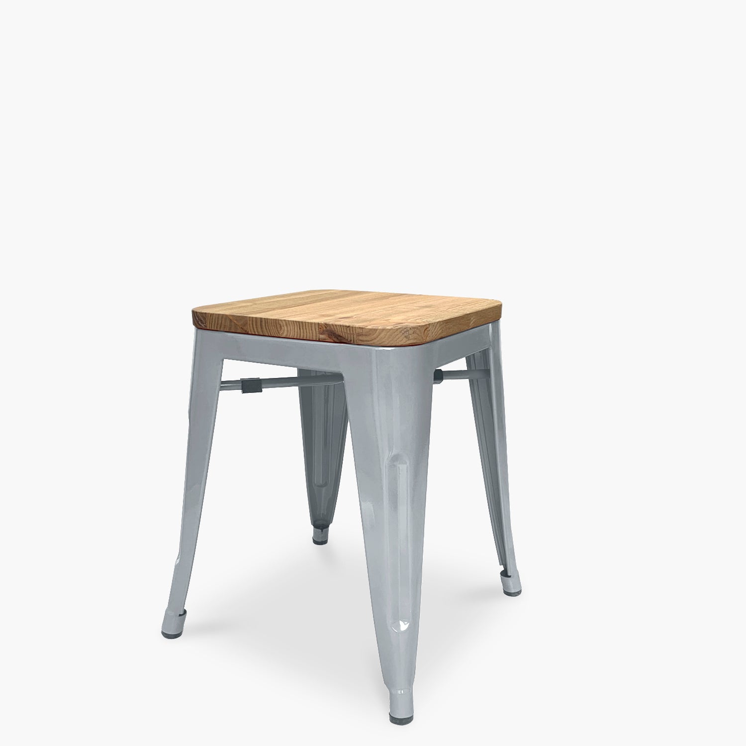 Piso Tolix Asiento Madera Plata