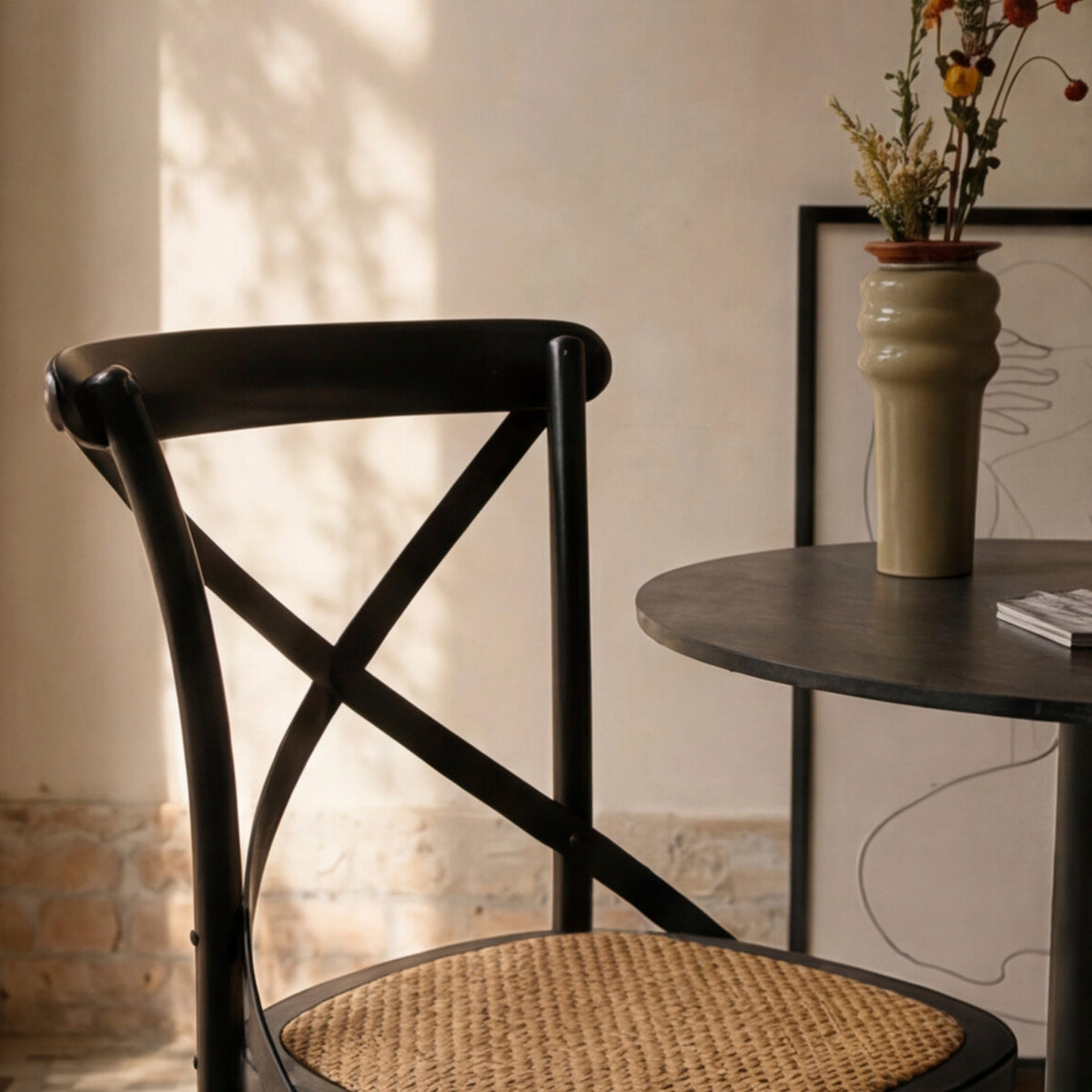Silla Madera Tradition Rattan Negro
