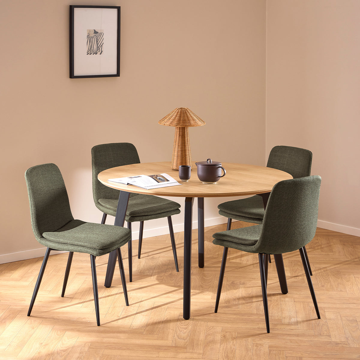 Pack 4 Silla Comedor Astrid Verde Musgo