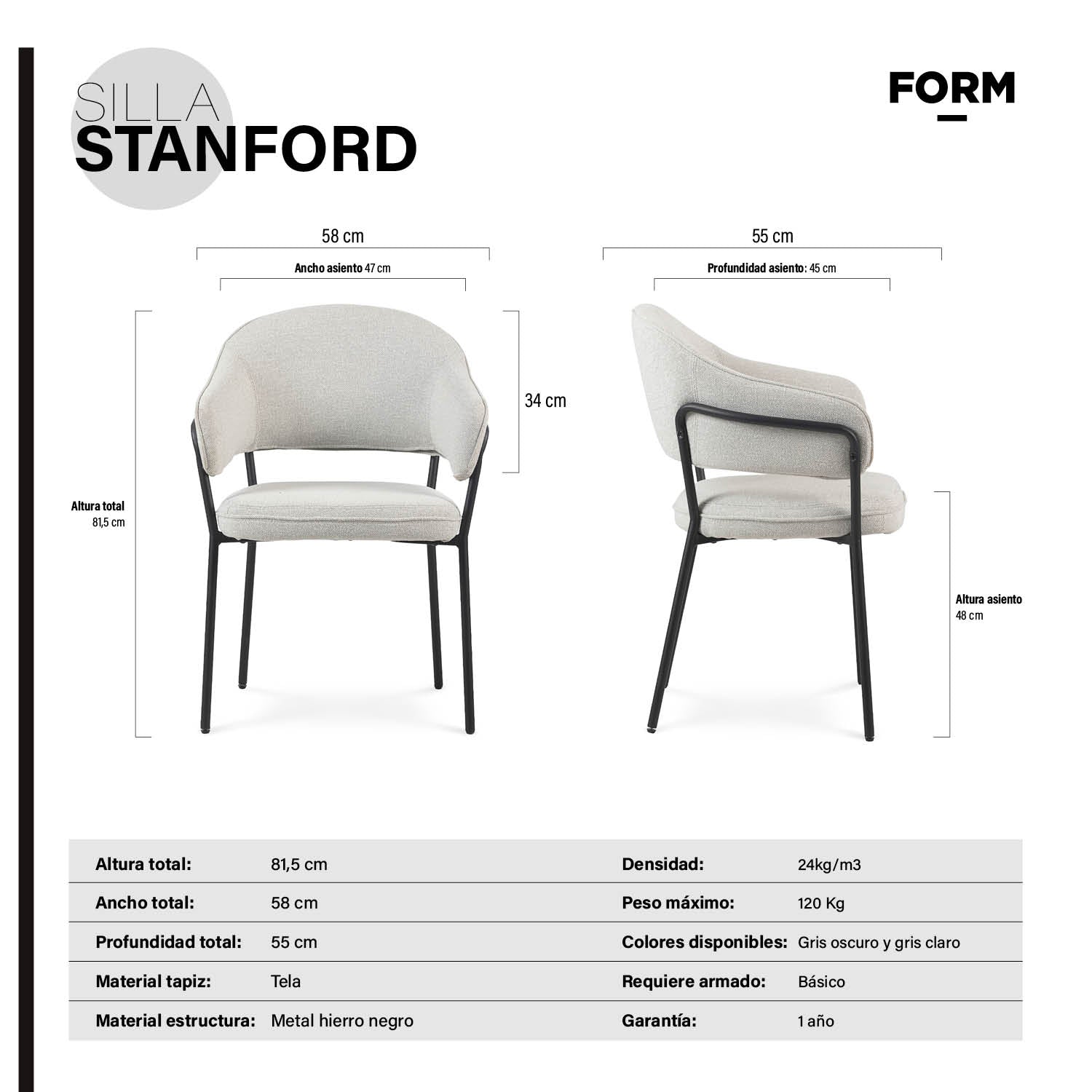 Silla de Oficina Stanford Gris claro - Form Design