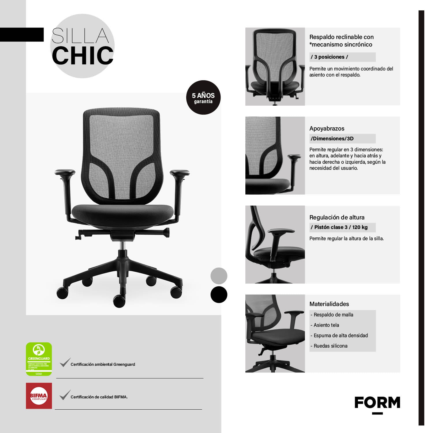 Silla oficina Chic Negro