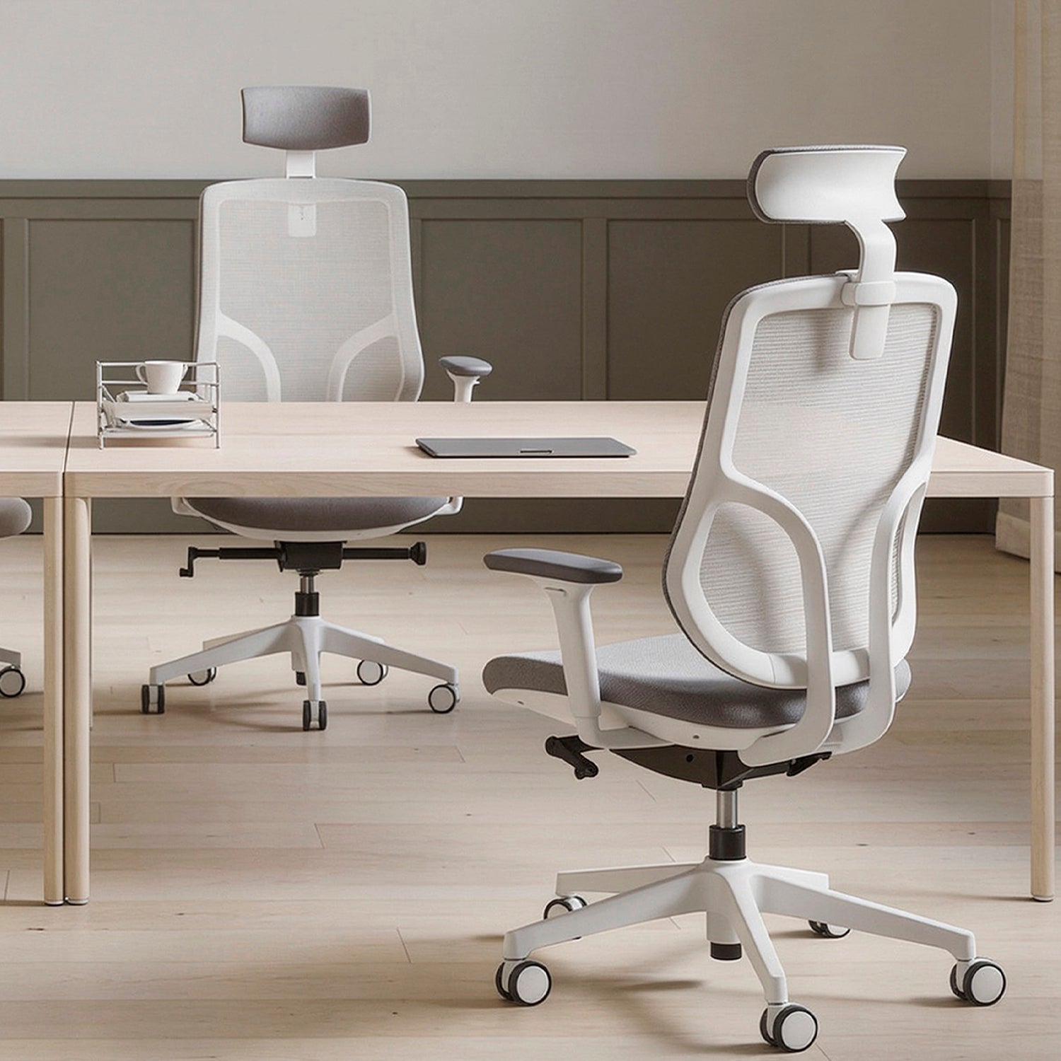 Silla Oficina Chic con cabecero Gris claro