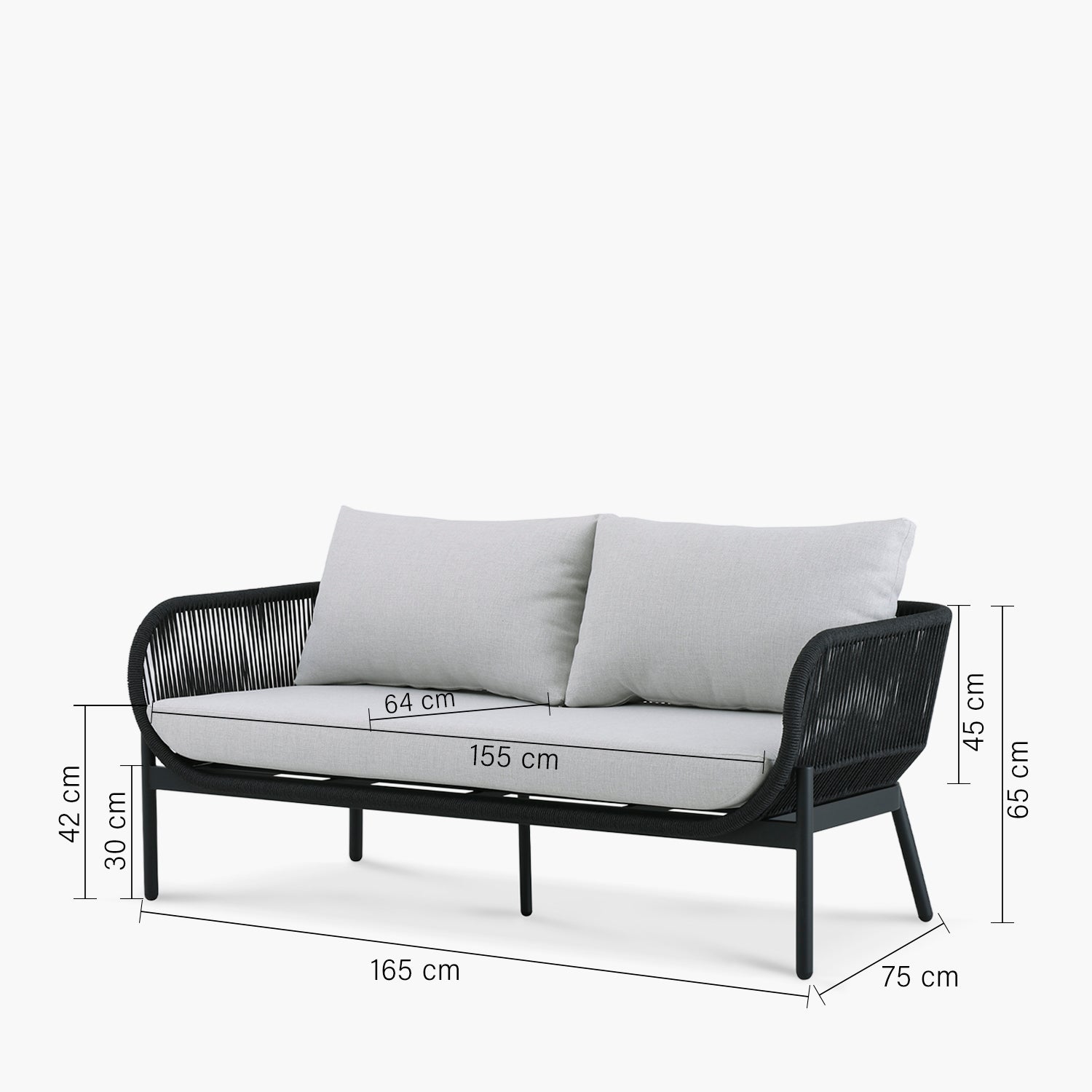 Sofá 2C Porto Belo Negro