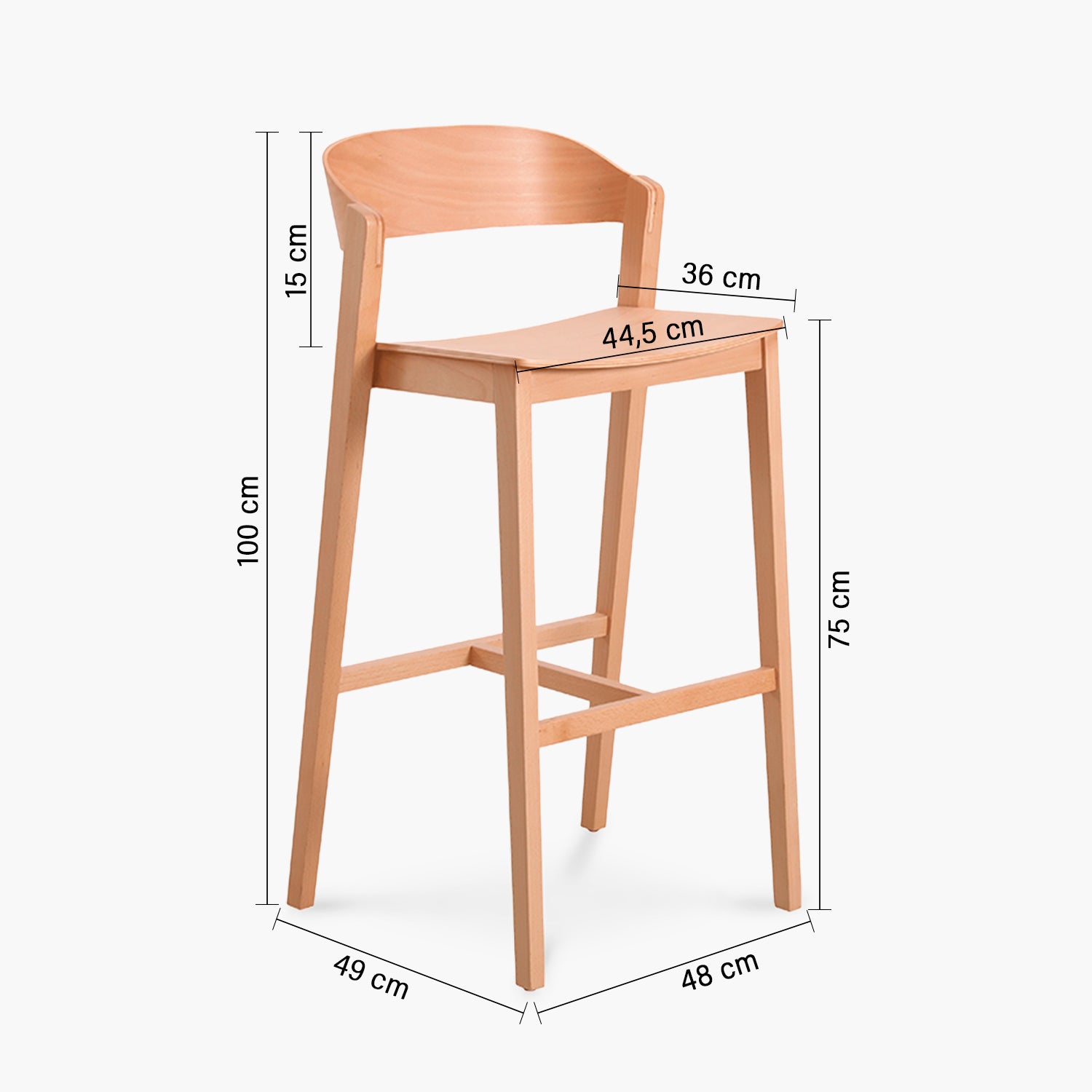 Taburete Alto 76 Madera Celine Natural