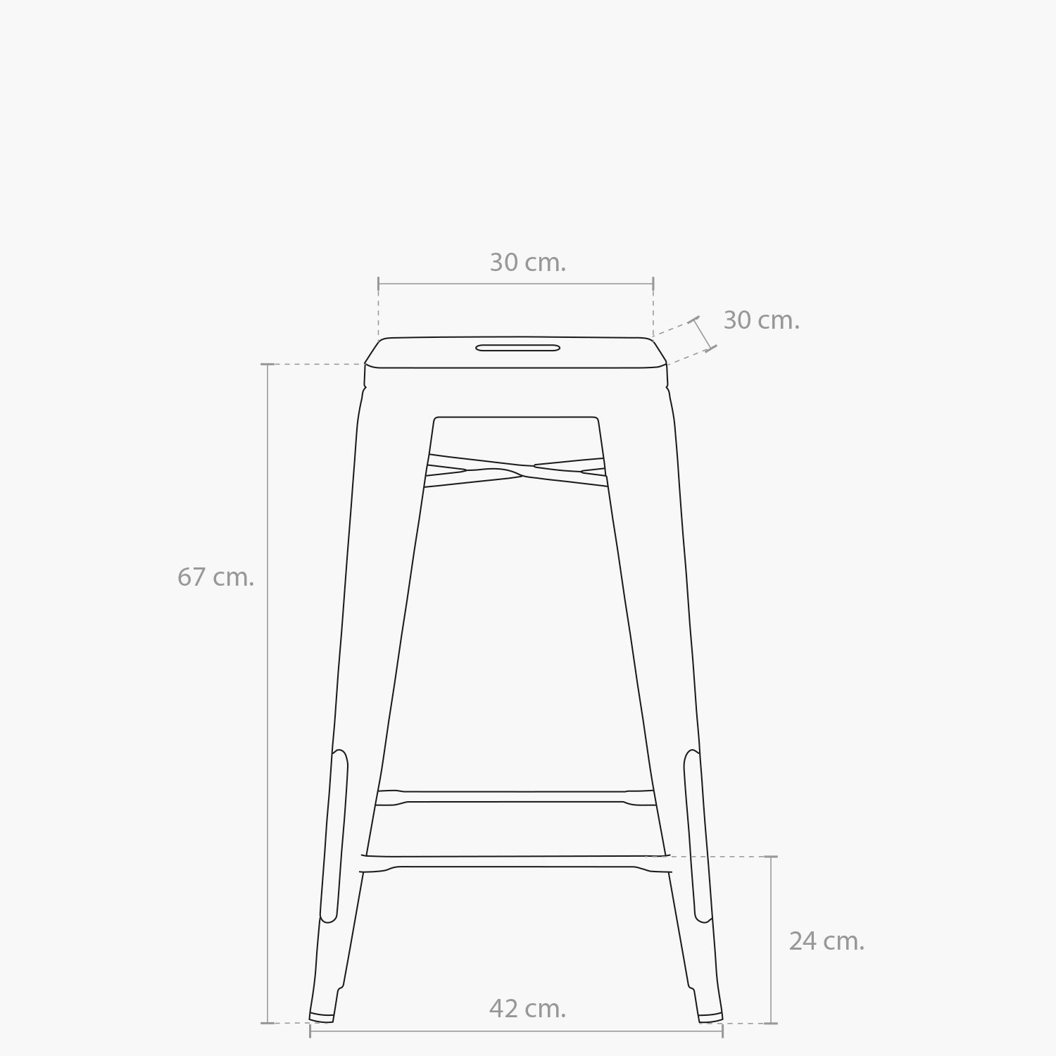 Taburete Medio 67 Tolix Plata